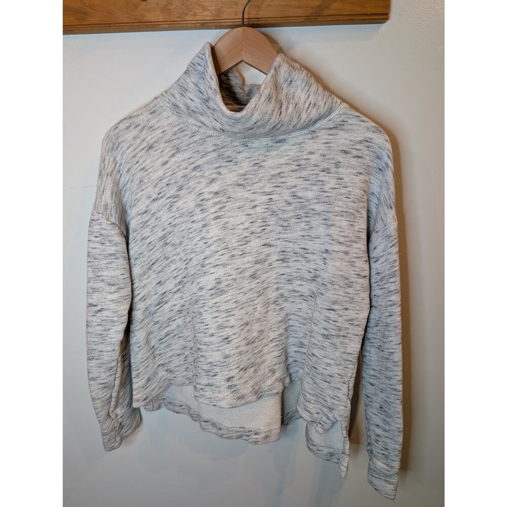 J.Crew Vintage Fleece Funnel Neck Pullover Sweatshirt Gray Textured Small
